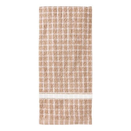 Ritz Classic Check Kitchen Towel 100% Cotton Terry Taupe/Natural, PK12 13298